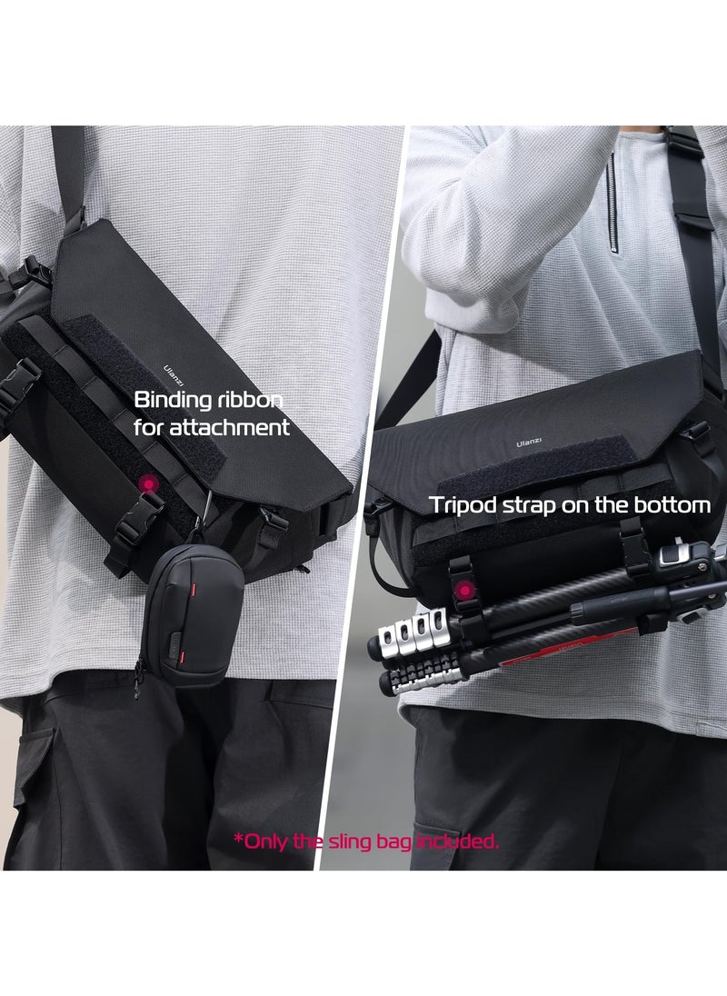 يولانزي حقيبة كاميرا ULANZI Sling Camera مع حامل ثلاثي القوائم، حقيبة كتف صغيرة مدمجة للكاميرا التكتيكية للكاميرات الرقمية ذات العدسة الأحادية العاكسة/كاميرا ذات عدسة تصوير عالية الوضوح/ كاميرا بدون مرآة، حقيبة كروس مضادة للماء للرجال، أسود BC08  - Image 4
