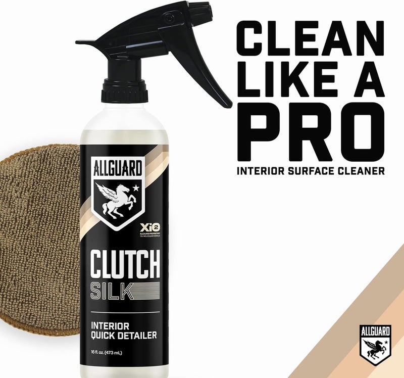 AllGuard Clutch Silk - Interior Cleaner & Quick Detailer Formulated with XiO2™ Ceramic - Protects While Cleaning Leather, Plastics, Vinyl, Glass & More - Satin Finish with UV Defense & Anti-Static Precision polished solid material - Image 1