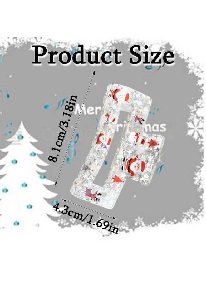 LRKNNO Christmas Hair Clips-1Pcs Acrylic Square Large Claw Clips For Hair Styling Christmas Hair Accessories Santa Claus Snowman Elk Design Holiday Claw Clips Nonslip Clamp Clips For Thin Hair Decorations - Image 3
