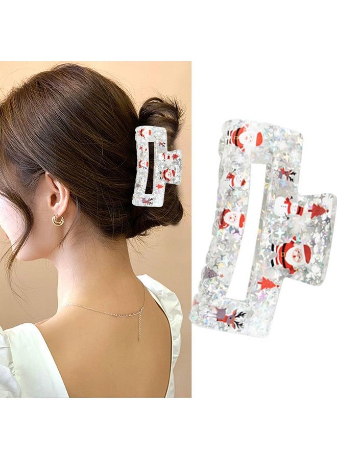 LRKNNO Christmas Hair Clips-1Pcs Acrylic Square Large Claw Clips For Hair Styling Christmas Hair Accessories Santa Claus Snowman Elk Design Holiday Claw Clips Nonslip Clamp Clips For Thin Hair Decorations - Image 5