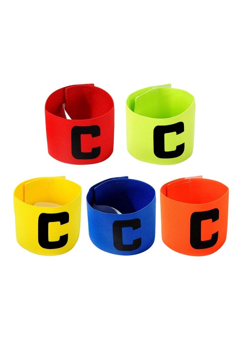 SYOSI Captain Armband Multicolor Football Captain Armband Sports Hockey Rugby Netball Player Adjustable Bands Captain Armband Retractable Elasticated Armbands for Adult Youth 5 PCS - Image 1