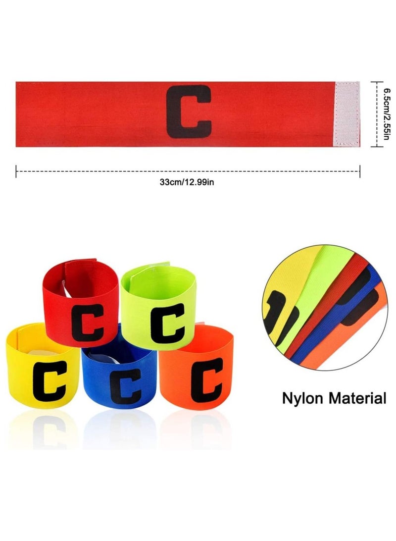 SYOSI Captain Armband Multicolor Football Captain Armband Sports Hockey Rugby Netball Player Adjustable Bands Captain Armband Retractable Elasticated Armbands for Adult Youth 5 PCS - Image 4