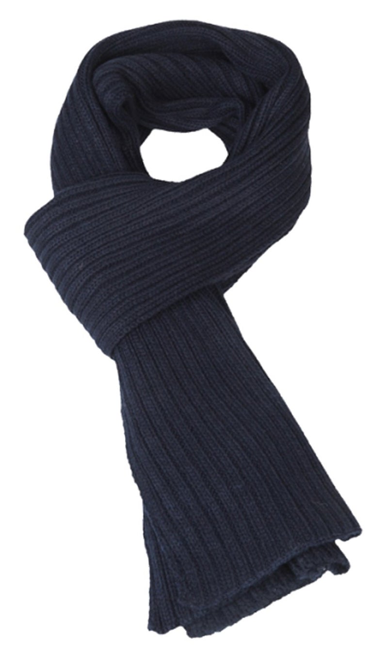 Sakkas SC1962 Ellington Unisex Knit Scarf - Ribbed Knit Navy - Image 3