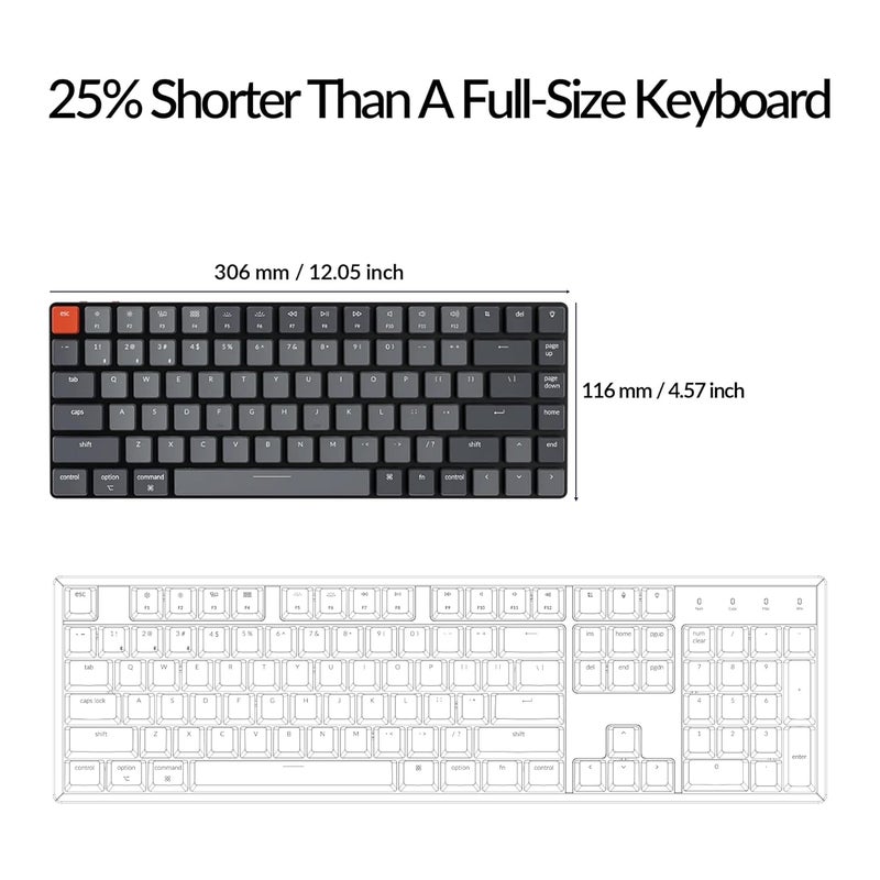 Keychron K3 Version 2, 84 Keys Ultra-Slim Wireless Bluetooth/USB Wired Mechanical Keyboard with White LED Backlit, Low-Profile Gateron Mechanical Blue Switch Compatible with Mac Windows - Image 5