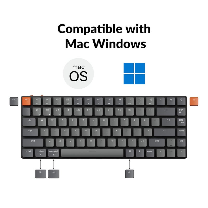 Keychron K3 Version 2, 84 Keys Ultra-Slim Wireless Bluetooth/USB Wired Mechanical Keyboard with White LED Backlit, Low-Profile Gateron Mechanical Blue Switch Compatible with Mac Windows - Image 4