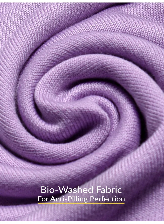 بيونغ تيشيرت رجالي فضفاض بلون ليلكي سادة