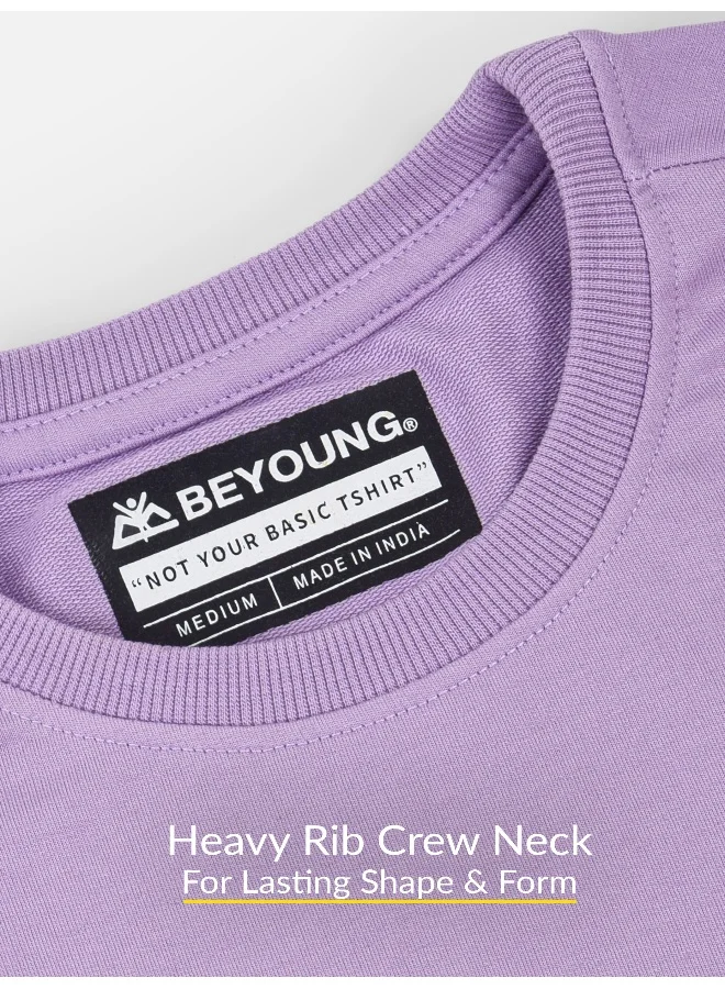 بيونغ تيشيرت رجالي فضفاض بلون ليلكي سادة