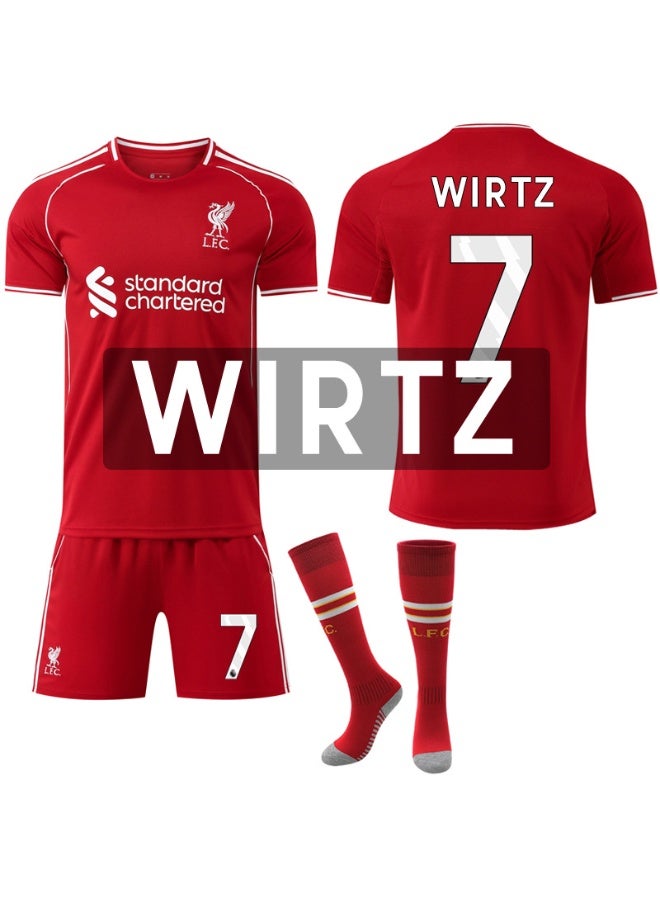 2025-2026 season #7 Wirtz football jersey shorts socks set children's size and adult size, a gift for fans and friends - Image 1