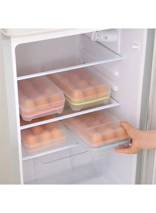 1 Egg Basket 15 Capacity Pink Plastic Container with Lid Refrigerator Storage Organizer For Kitchen Cabinet Shelf - Image 5