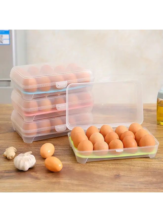 1 Egg Basket 15 Capacity Pink Plastic Container with Lid Refrigerator Storage Organizer For Kitchen Cabinet Shelf - Image 1