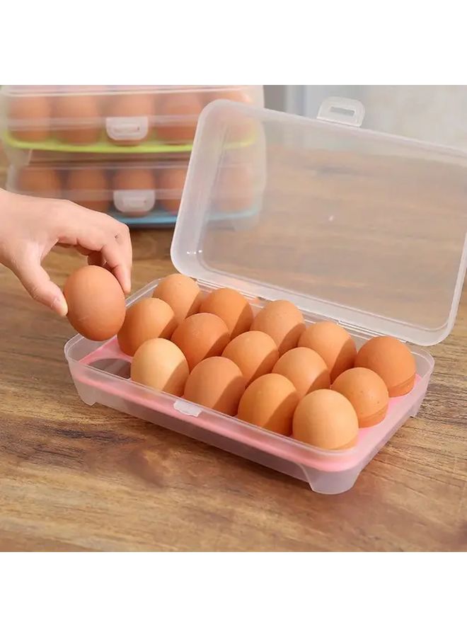 1 Egg Basket 15 Capacity Pink Plastic Container with Lid Refrigerator Storage Organizer For Kitchen Cabinet Shelf - Image 3