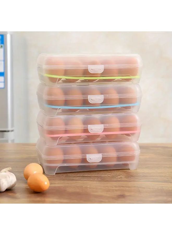 1 Egg Basket 15 Capacity Pink Plastic Container with Lid Refrigerator Storage Organizer For Kitchen Cabinet Shelf - Image 2