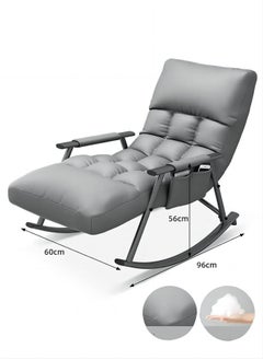 Generic Modern Upholstered Rocking Chair,Patio Rocking Chair with Side Pockets,Lounge Chair for Balcony,Outdoor Rocking Chair with Armrests,Adjustable Backrest and Footrest,Detachable Cleaning  - Image 2