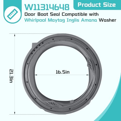 GREALTH Upgraded W11314648 W10897390 Door Boot Seal Compatible with Whirlpool Maytag Inglis Amana Washer, Replacement for 4931032 AP6835703 PS12711495 EAP12711495, WFW6620HC0 MHW5630HW0 WFW5620HW0 etc - Image 2