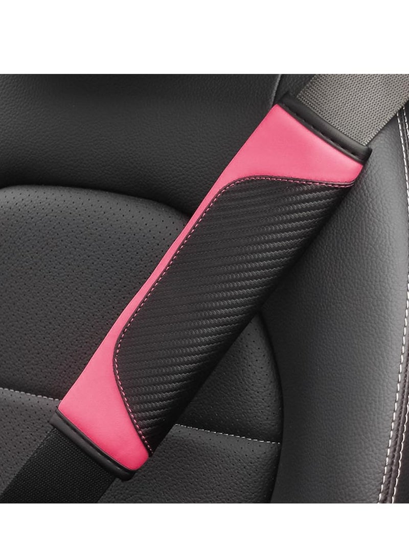 2pcs Car Seat Belt Cover Carbon Fiber Safety Seatbelt Shoulder Strap Covers Breathable Leather Soft Harness Pad - Image 1