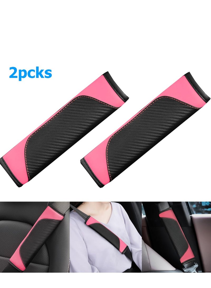 2pcs Car Seat Belt Cover Carbon Fiber Safety Seatbelt Shoulder Strap Covers Breathable Leather Soft Harness Pad - Image 2
