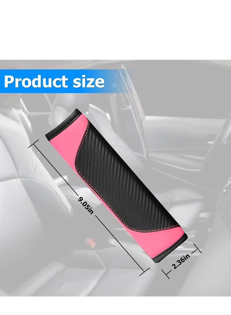 2pcs Car Seat Belt Cover Carbon Fiber Safety Seatbelt Shoulder Strap Covers Breathable Leather Soft Harness Pad - Image 3