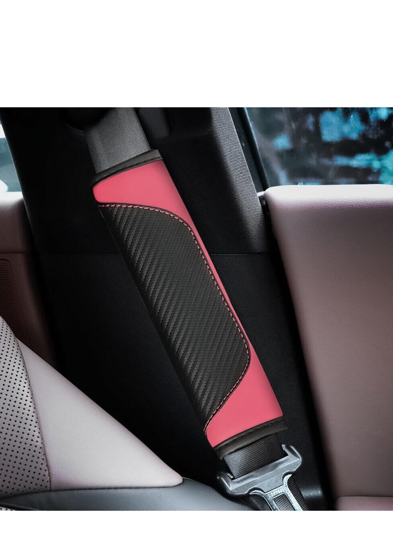 2pcs Car Seat Belt Cover Carbon Fiber Safety Seatbelt Shoulder Strap Covers Breathable Leather Soft Harness Pad - Image 4