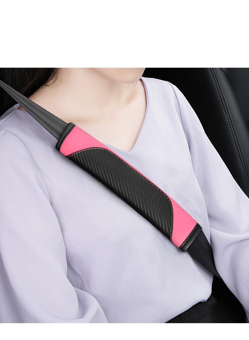 2pcs Car Seat Belt Cover Carbon Fiber Safety Seatbelt Shoulder Strap Covers Breathable Leather Soft Harness Pad - Image 5
