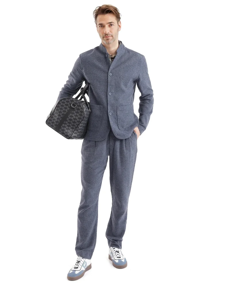 رير رابِت Men's Mandarin Collar Mercury Twill Shacket