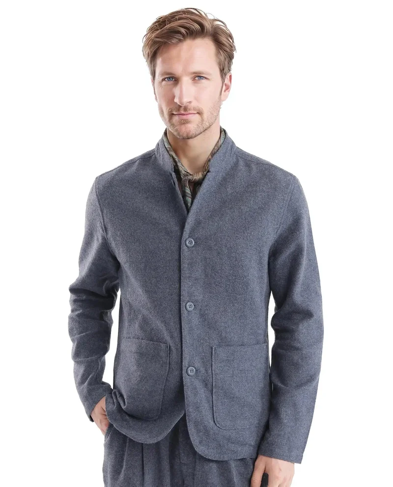 رير رابِت Men's Mandarin Collar Mercury Twill Shacket