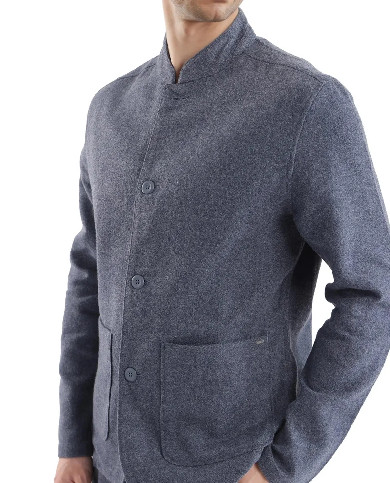 Rare Rabbit Men's Mandarin Collar Mercury Twill Shacket