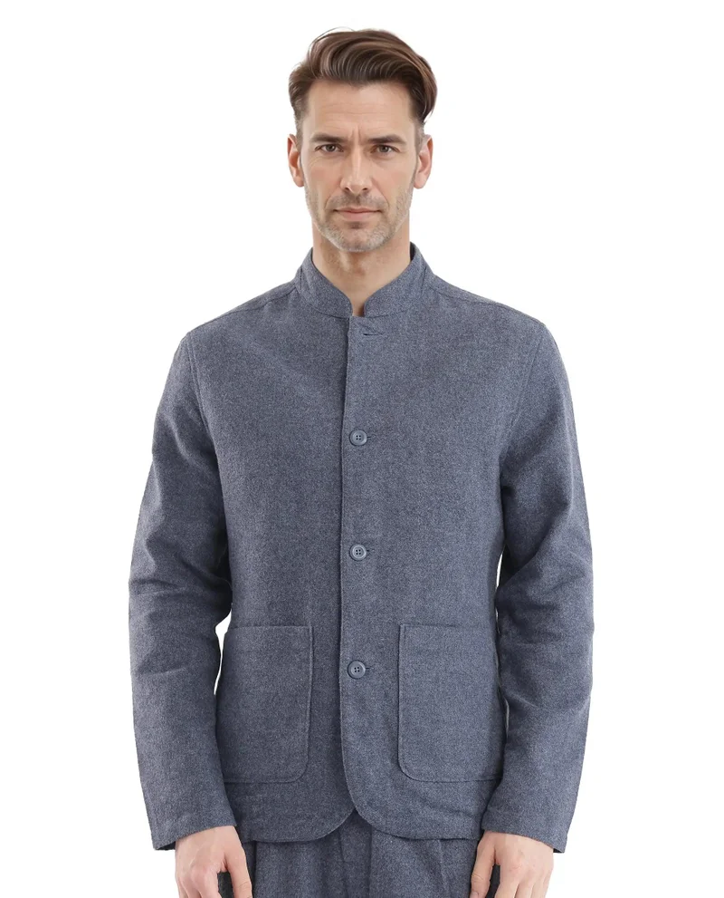 Rare Rabbit Men's Mandarin Collar Mercury Twill Shacket