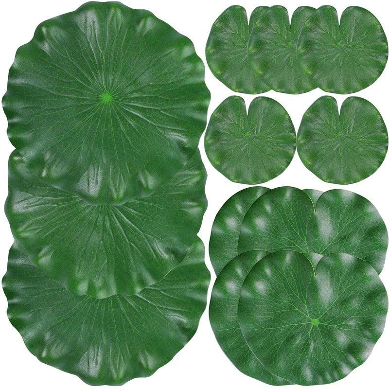 ZAUGONTW ZAUGONTW 12 Pieces Realistic Lily Pads Leaves Artificial Floating Foam Lotus Leaves Water Lily Pads Artificial Foliage Pond Decor for Pond Pool Aquarium Decoration 