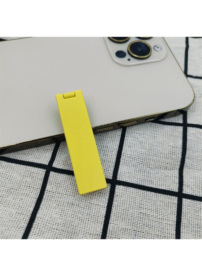 Mobile Phone Stand Neutral Ultra-thin Mini Multi-function Card Type Clip Strip Stand Flip Silk Slide Stand-Color:Yellow B Style - Image 1