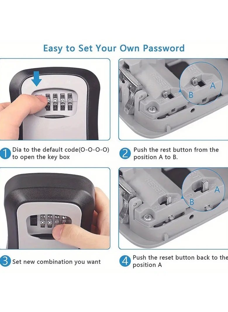Real - A Small Storage Box Fixed to the Wall with Secret Numbers, a Small Safe for Keys and Personal Supplies, for the Garage, Home and Office, Made of Durable PVC - Image 1