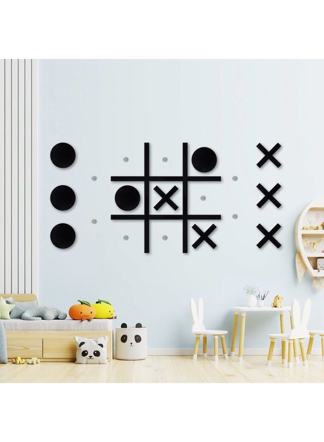 DUOLIYBC Tic Tac Toe Magnetic Wall Stickers Playroom Decor Modern Kids Bedroom Classroom Office Wall Stickers Ideal Gift for Family Friends (Black) - Image 1