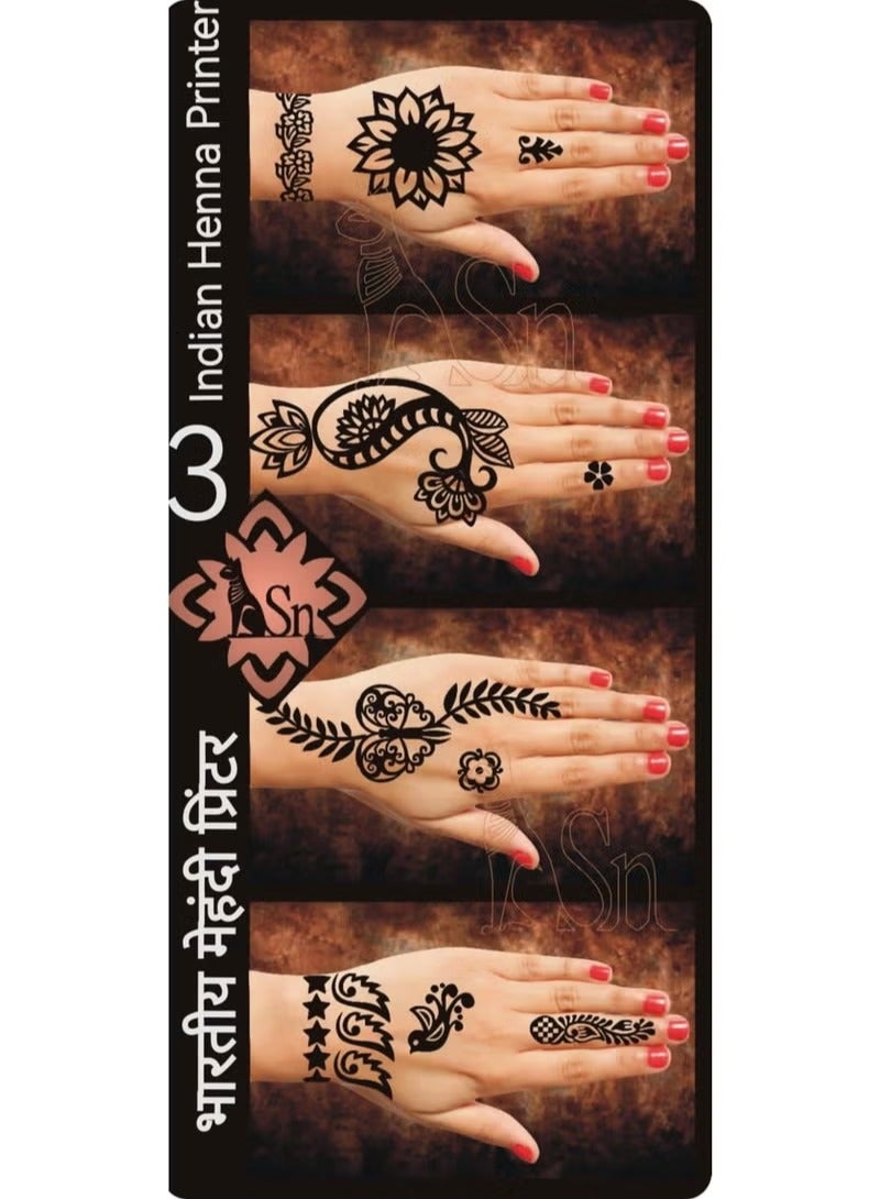 ستايل هاڤن بوكس طابعات الحناء الهندية  ( شكل 3 ) - 20 تصميم + إسفنجة + عود خشبي + عبوة حناء سوداء | نقش سهل وثابت في المنزل - Image 3