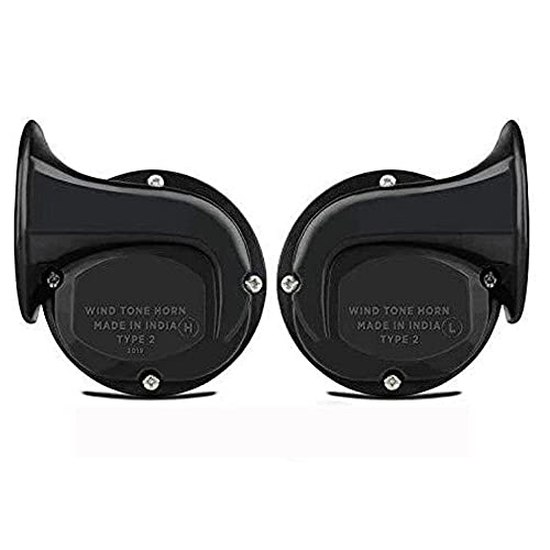 Ramanta Windtone Horn for Universal for Bike (Set of 2, Black) - Image 1