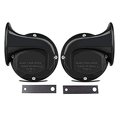 Ramanta Windtone Horn for Universal for Bike (Set of 2, Black) - Image 2