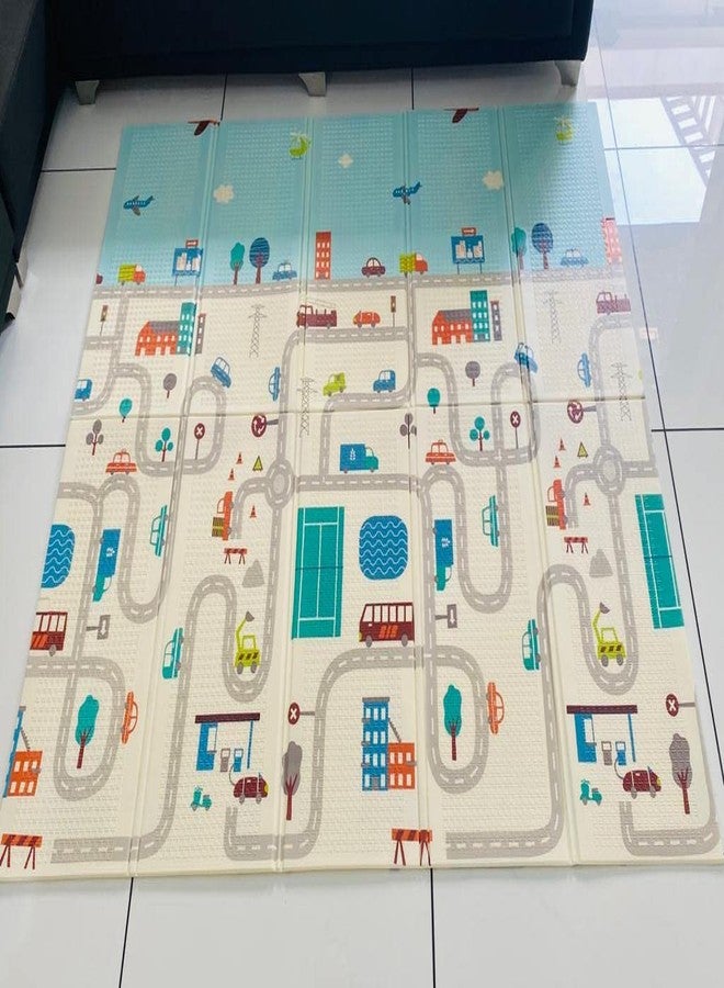 RGKJAS Printed Design Baby Playmat Folding Extra Large Track Design Waterproof Portable Double Sided Non-Slip Reversible Kids Baby Toddler Outdoor Indoor Picnic/Beach/Travel Use Mat Cover For Baby 6x6.5 Fut - Image 1