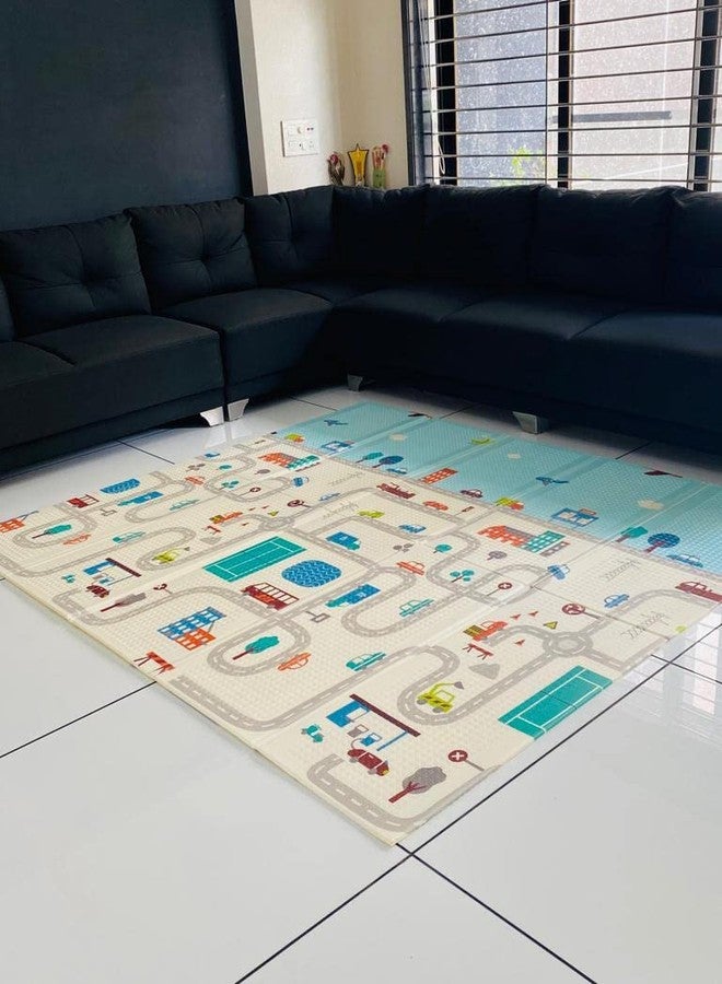 RGKJAS Printed Design Baby Playmat Folding Extra Large Track Design Waterproof Portable Double Sided Non-Slip Reversible Kids Baby Toddler Outdoor Indoor Picnic/Beach/Travel Use Mat Cover For Baby 6x6.5 Fut - Image 4