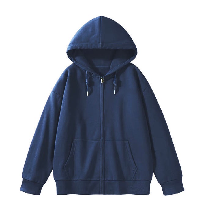 Thick Fleece Hoodie Women Autumn Winter Warm Zipper Jacket 02 Black - Image 5