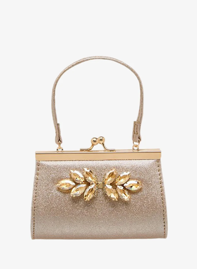 Flora Bella By Shoexpress Stone Embellished Clutch with Handle