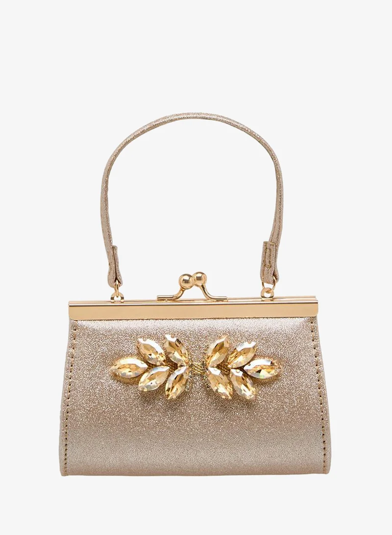 Stone Embellished Clutch with Handle