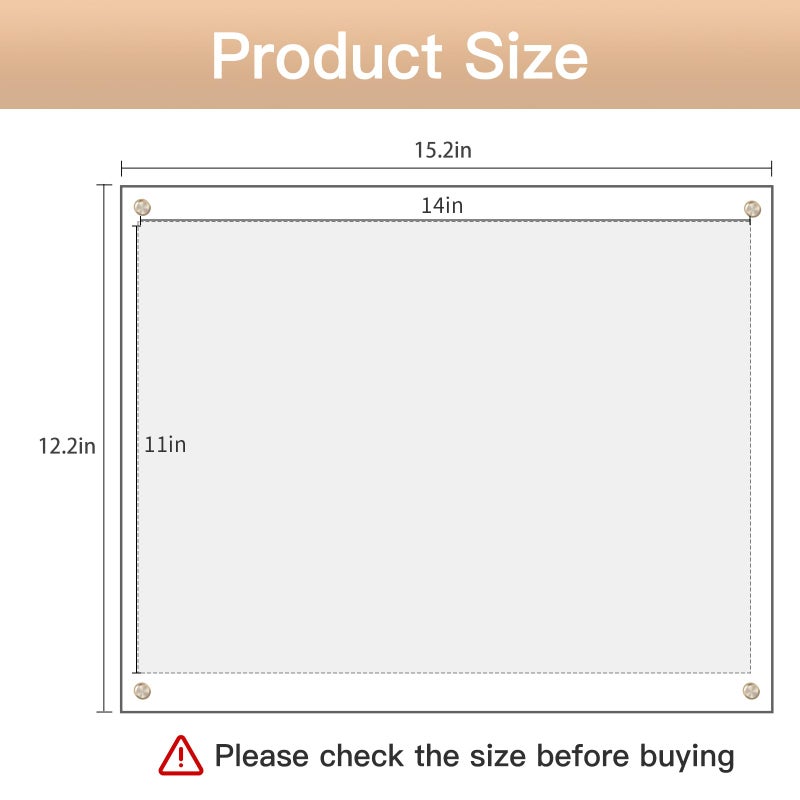 Kalami 11x14 Acrylic Wall Mount Picture Frame Self Adhesive, No Drill Holes Floating Frameless Clear Photo Frame for Diploma Certificate Degree Document Display Gallery Wall-Full Frame is 12x15 - Image 2