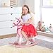 Qaba Kids Rocking Horse Plush Ride On Toy Toddler Rocker for Boys Girls Gifts with Realistic Sounds Pink - Image 4