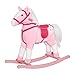 Qaba Kids Rocking Horse Plush Ride On Toy Toddler Rocker for Boys Girls Gifts with Realistic Sounds Pink - Image 3