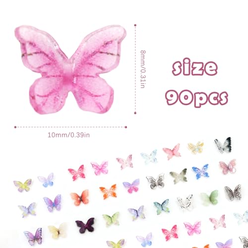QUPIVA 90Pcs Mini Resin Butterflies Miniature Little Butterfy Decoration Tiny Butterflies for DIY Crafts Mini Resin Animals Figurines for Fairy Garden Micro Landscaping Decor - Image 5