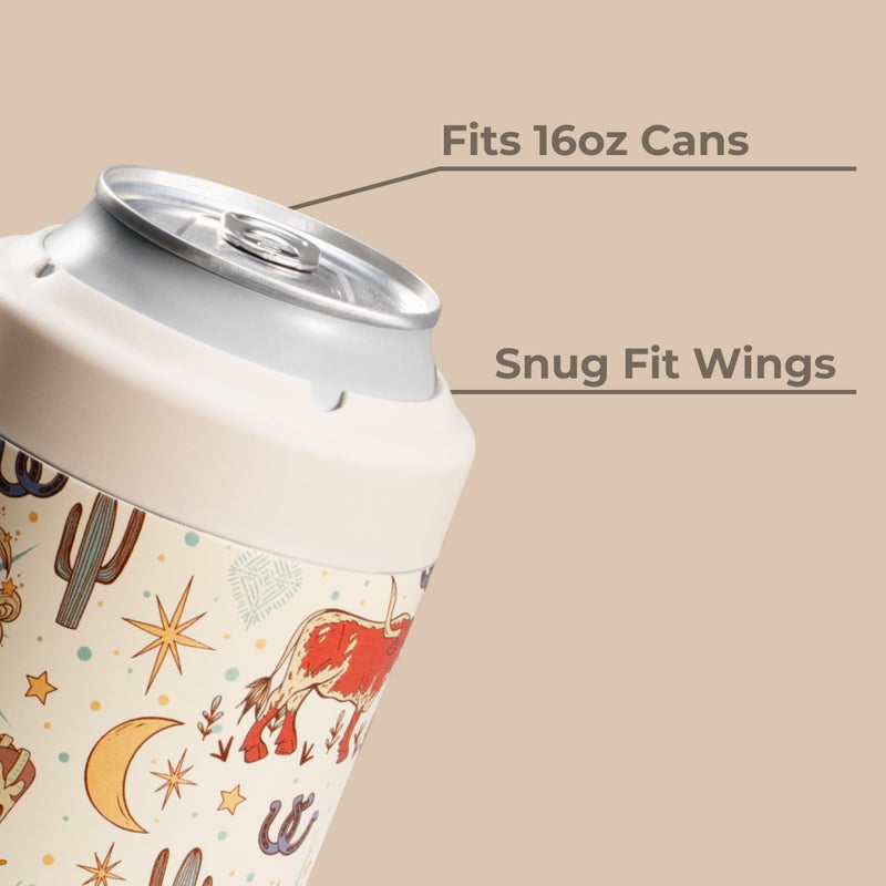 Hydrojug Standard Can Cooler - 2-In-1 Insulated Can Cooler Cup - Stainless Steel Can Holder With Non-Slip Rubber Base - Screw-Top Lid - Dishwasher Safe - 16Oz  Rodeo - Image 4