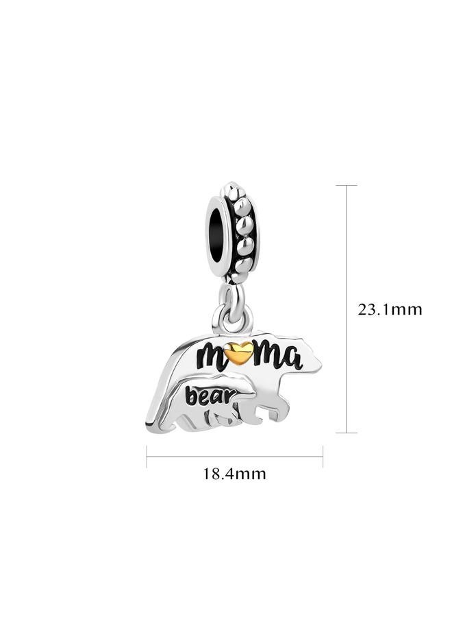 SBI Jewelry Mama Baby Bear Pendant Gold Heart Dangle Charm for Bracelets for Women Girls Mother Son Daughter Grandma keychain Pendant Personalized, Metal, No Gemstone - Image 2