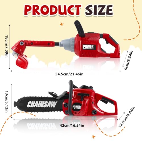 Arrowbash 2 Pcs Toy Gardening Tool Set for Kids Toy Chainsaw Weed Trimmer Battery Powered Gardening Tool Set with Lights and Sounds Christmas Birthday Gift for Boys Girls - Image 5