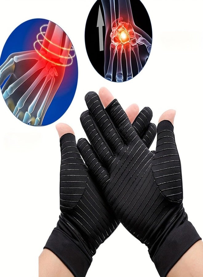 SHOPVILLA SHOPONIL Arthritis Gloves with Compression for Hand Arthritis, Hand Pain Therapy, Carpel Tunnel, Glove with Finger Holes, Wrist Supporter for Pain Relief, Fingerless Acupressure Gloves for Women & Men - Image 4
