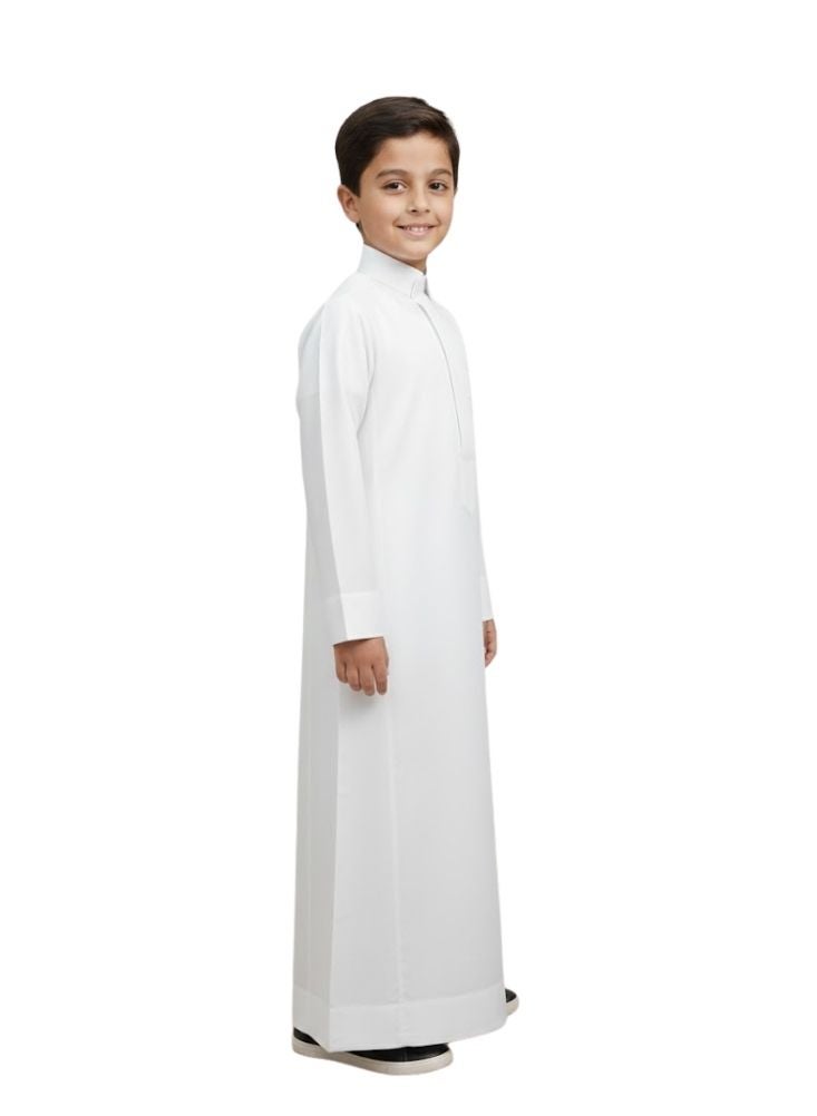 بريميم ثوب أبيض كلاسيكي للأولاد - جبّة كندورة إسلامية تقليدية طويلة للأطفال لعيد الفطر ورمضان - Image 2