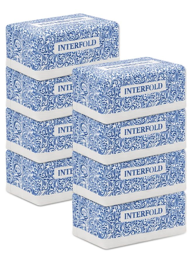 الفلاح مناشف ورقية لليدين قابلة للطي، مناديل ورقية منقوشة قابلة للطي، 150 ورقة في العبوة، عبوة من 8 قطع - Image 1