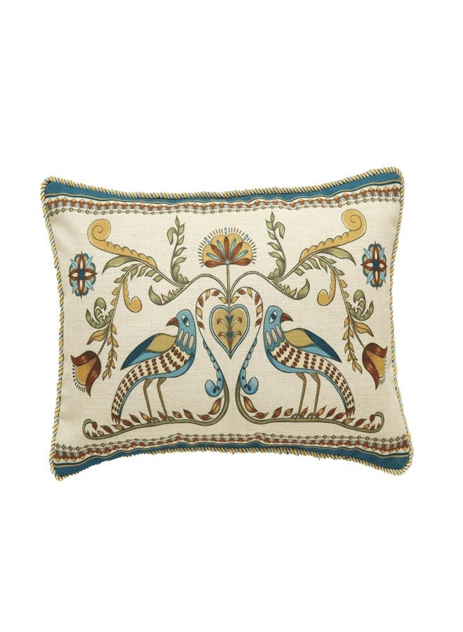 patdrea Designer Rectangle Throw Pillow Covers,Farmhouse Blue Linen with Birds Floral Pattern Pillow Cover,Decorative Lumbar Pillowcases Cushion for Bed Living Room Outdoor Car,12"x20" - Image 1